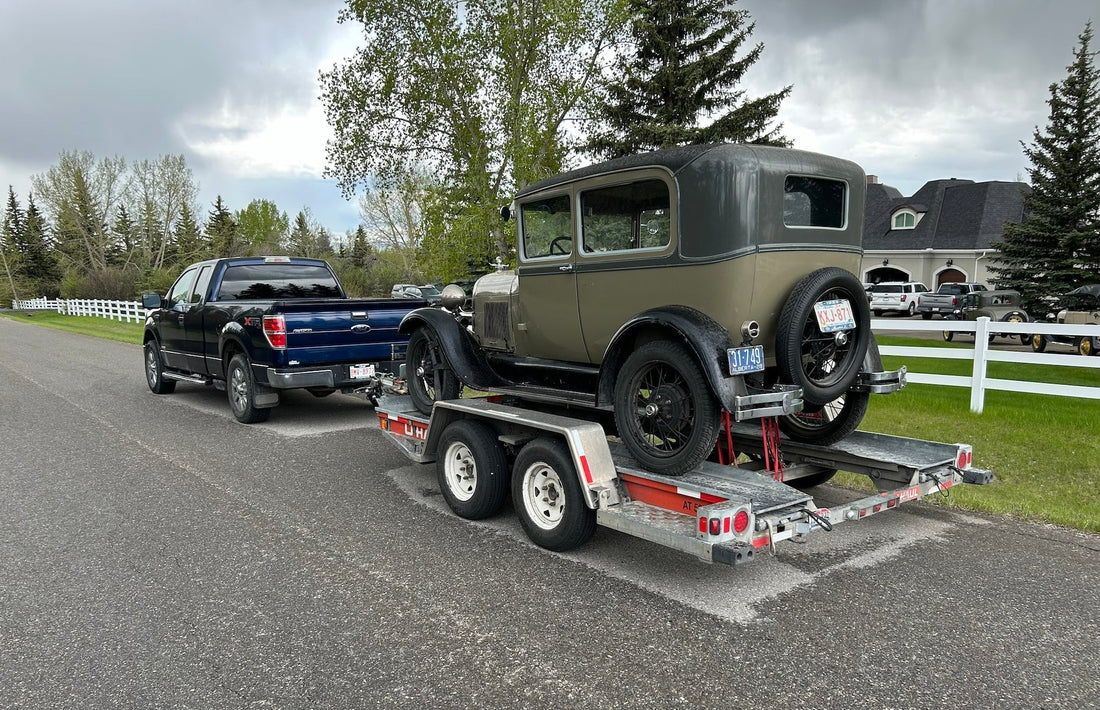Towing Model A on Trailer